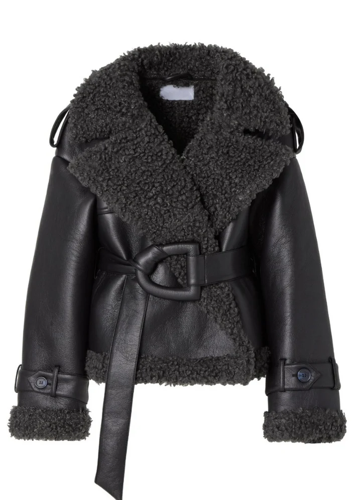 Elmira | Chaqueta de piel de oveja con cinturón