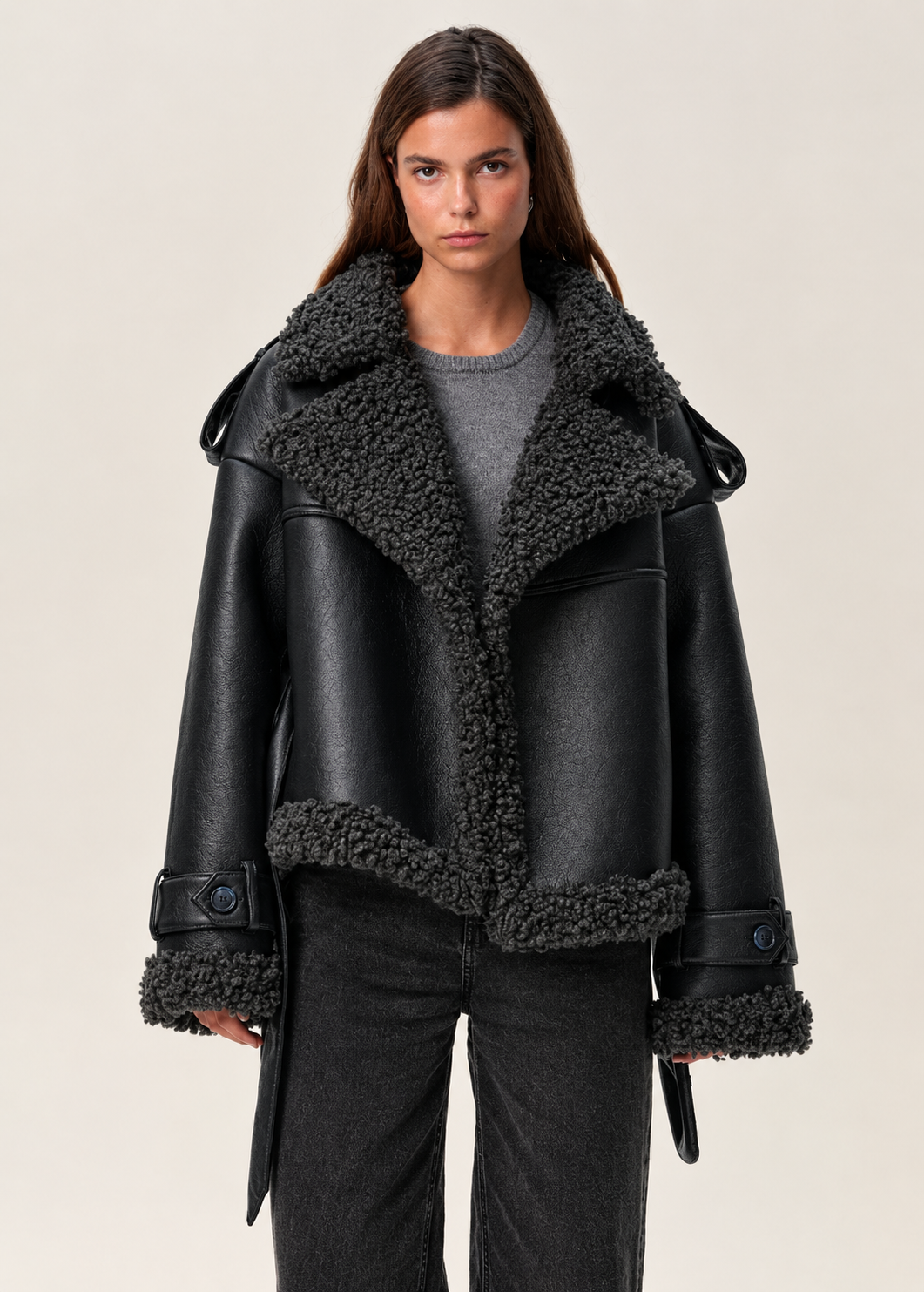 Elmira | Chaqueta de piel de oveja con cinturón