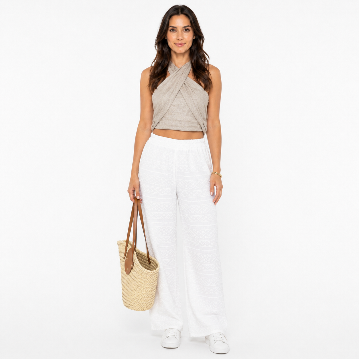 Top halter envolvente cruzado