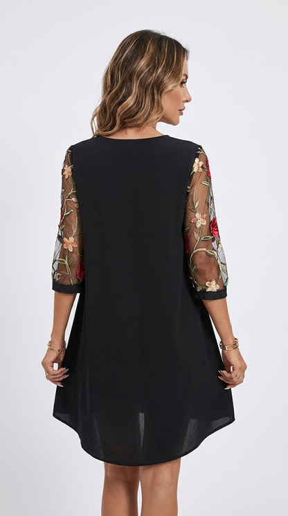 Vestido bordado con estampado Floral