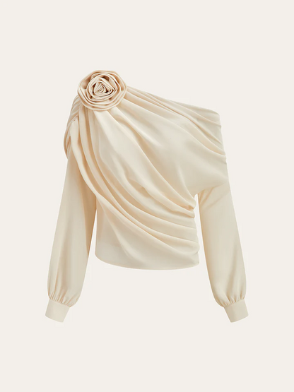 Blusa asimétrica de un solo hombro, semitransparente de gasa