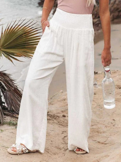Pantalón Boho de Lino de Pierna Ancha