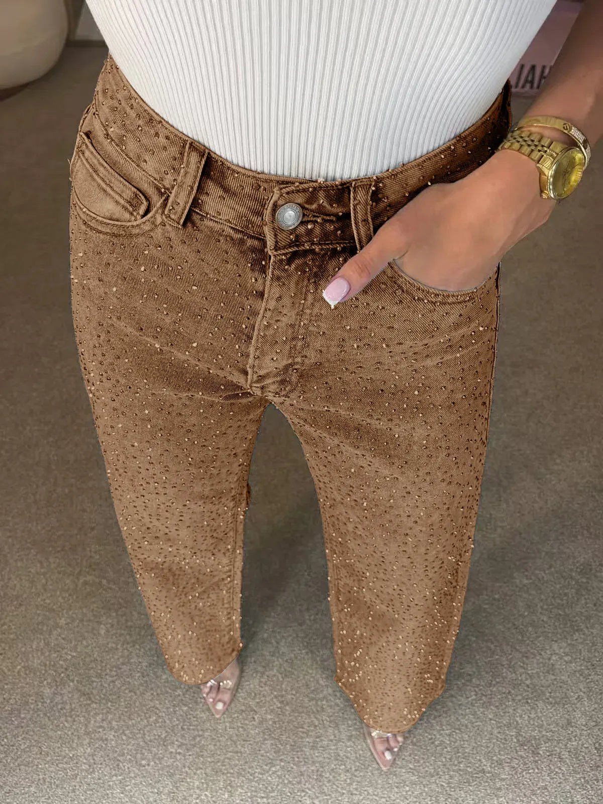 Vaqueros denim con pedrería