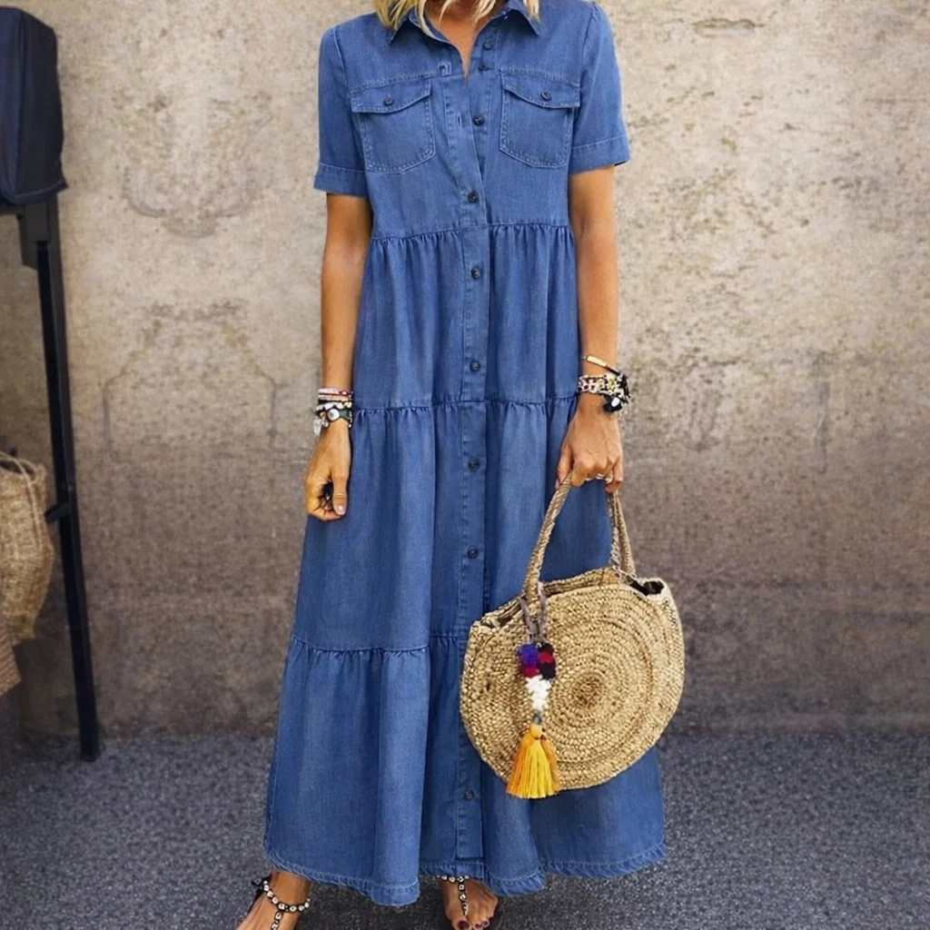 Elisa | Vestido midi con botones delanteros