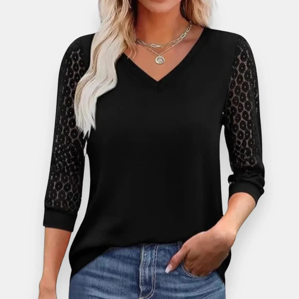 Blusa con mangas de encaje