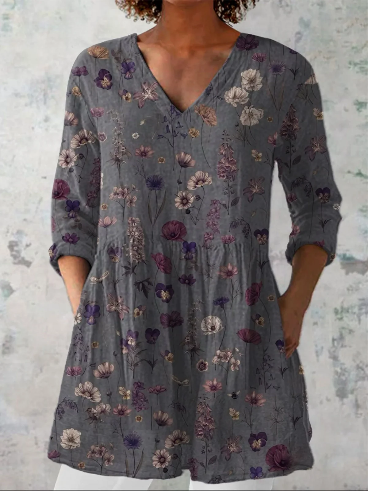 Andrea | Blusa de manga larga con escote en V