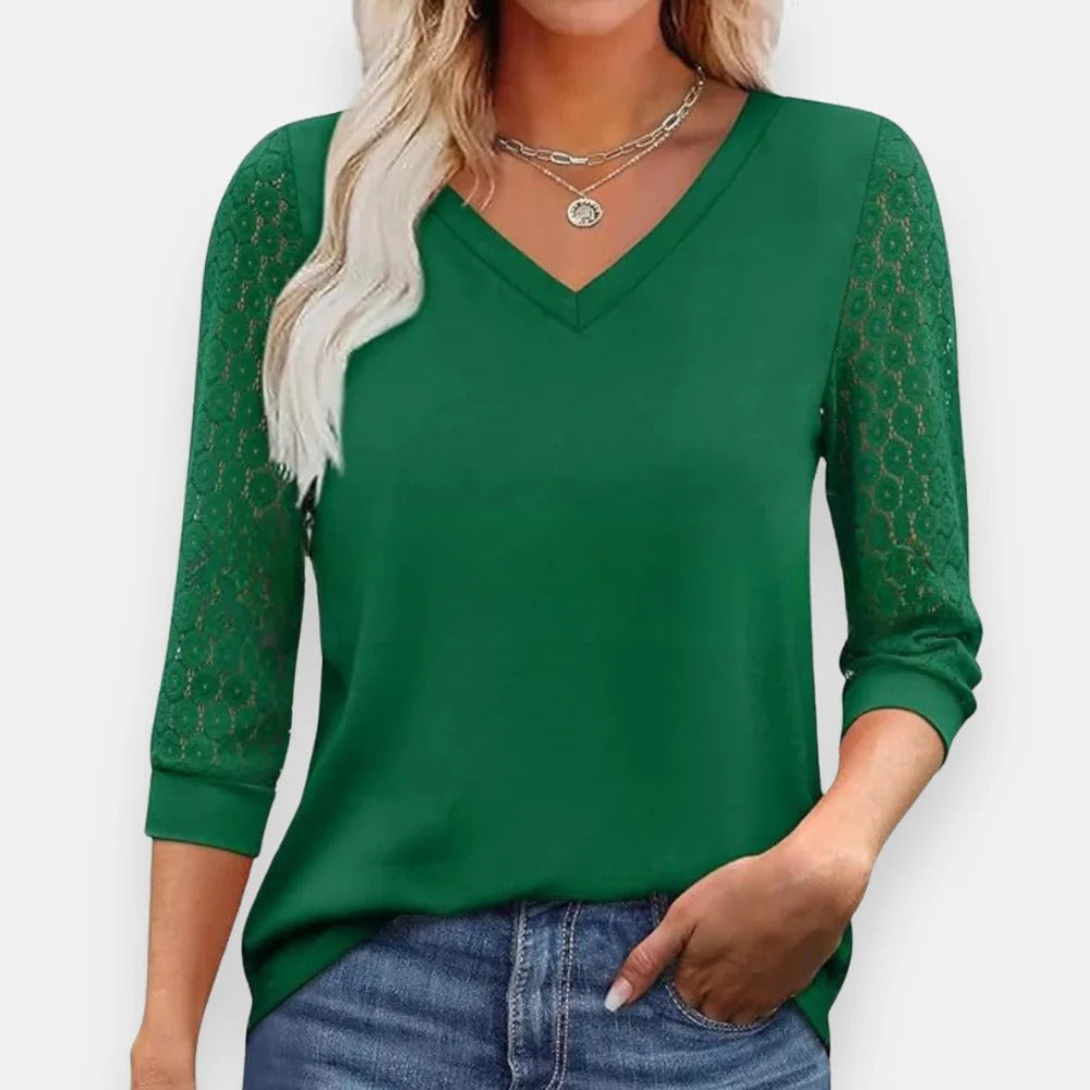 Blusa con mangas de encaje