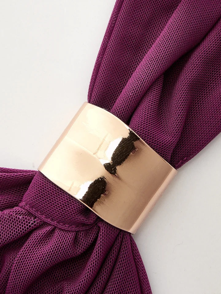 Blusa halter cascada color ciruela