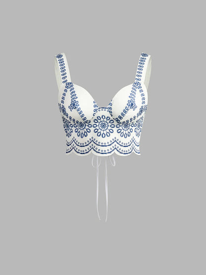 Set crop top y falda larga bordada