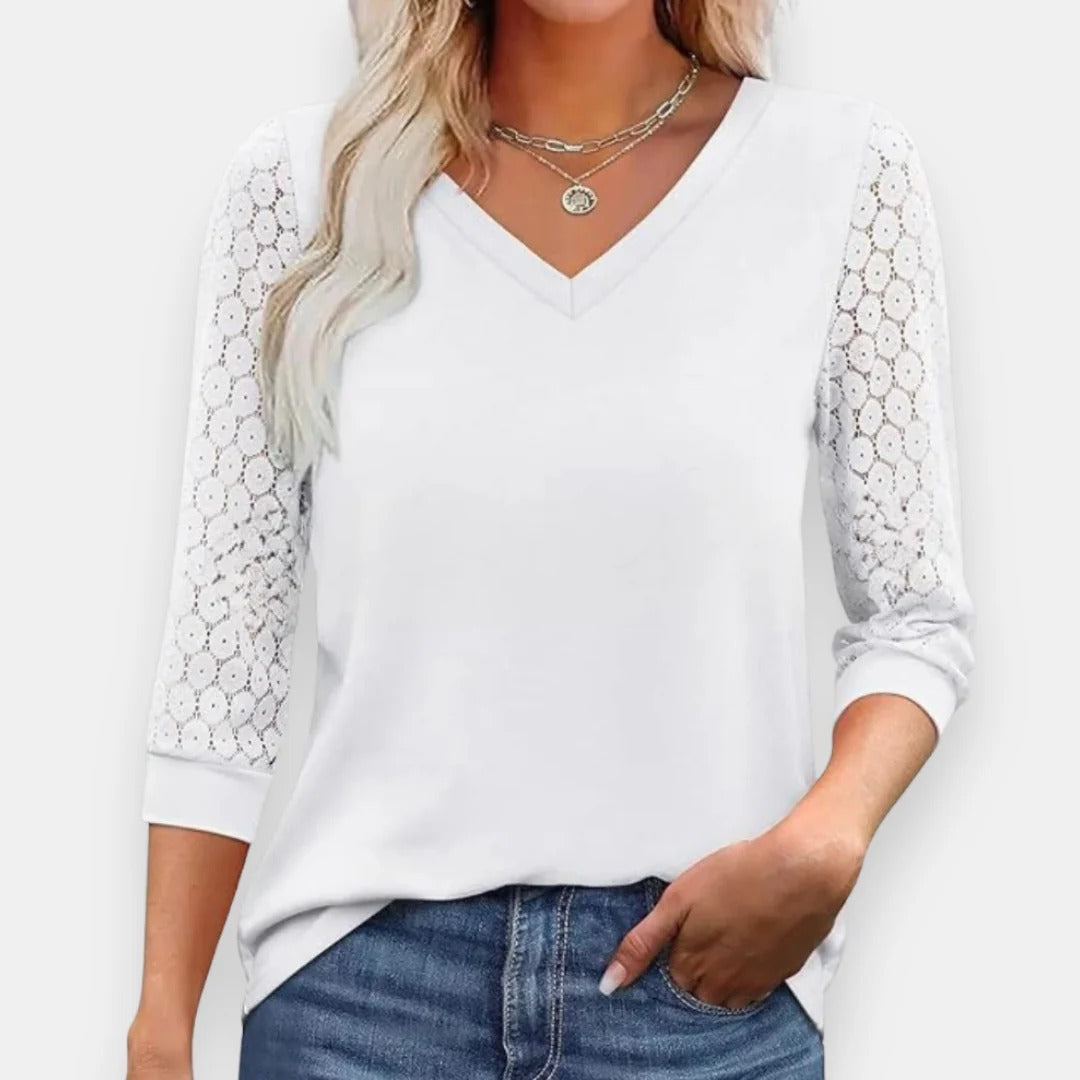 Blusa con mangas de encaje