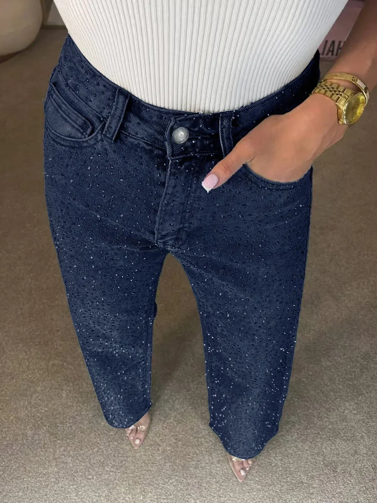 Vaqueros denim con pedrería