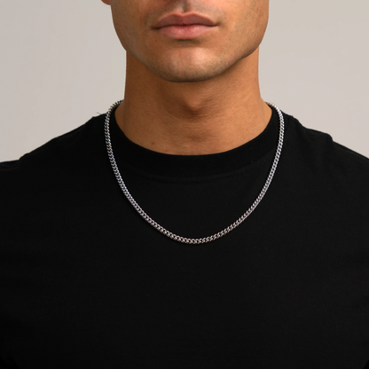 Collar de eslabones cubanos plateado de 5 mm