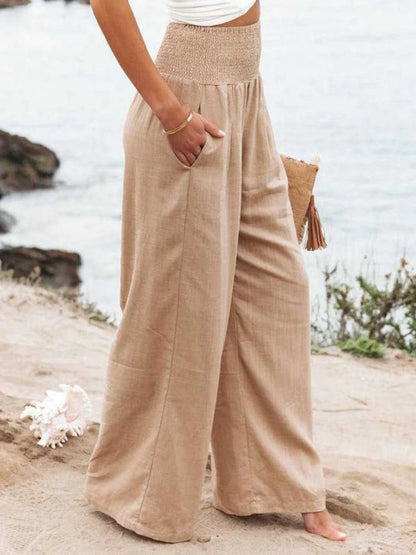 Pantalón Boho de Lino de Pierna Ancha