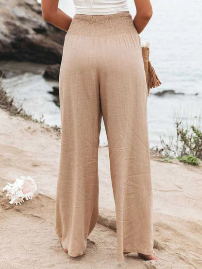 Pantalón Boho de Lino de Pierna Ancha