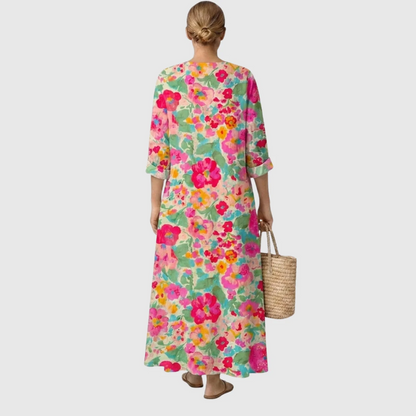 Rosa |Elegante vestido  con estampado floral.