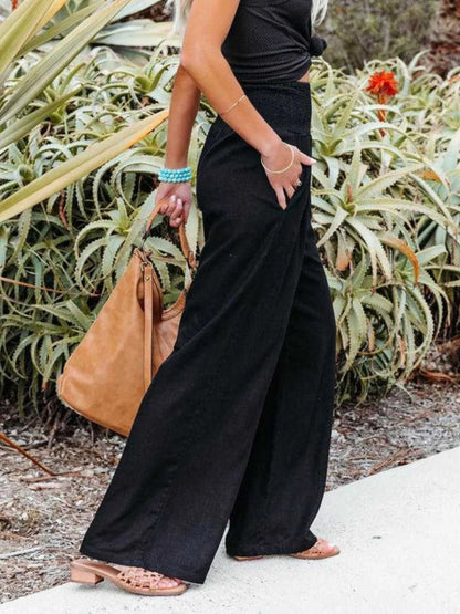 Pantalón Boho de Lino de Pierna Ancha